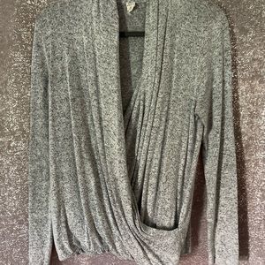 Wrap gray sweater, worn once